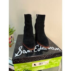 Sam Edelman Blake Black Suede Ankle Booties Size 7.5 EUC